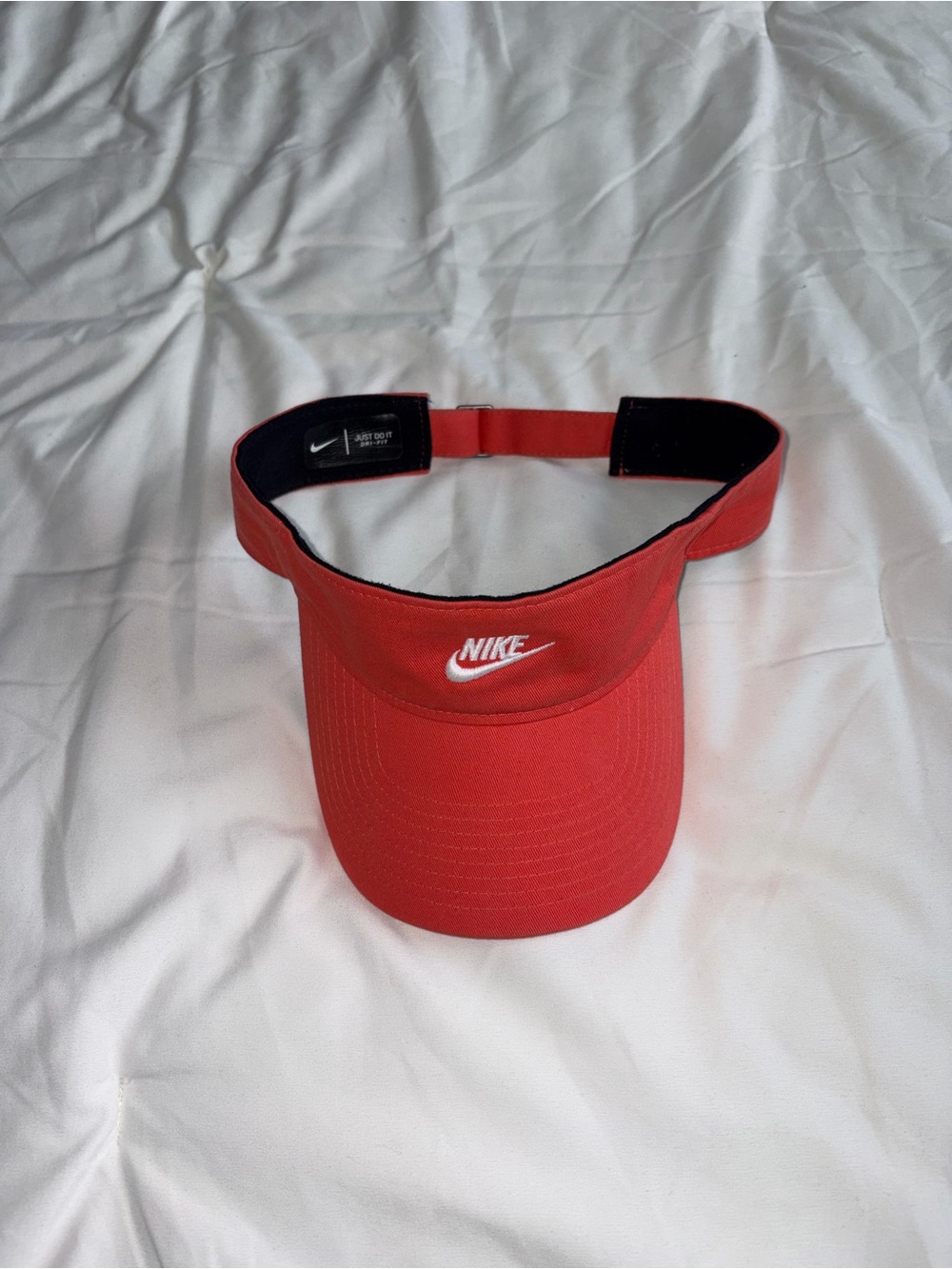 Nike Red Visor with White Swoosh Logo